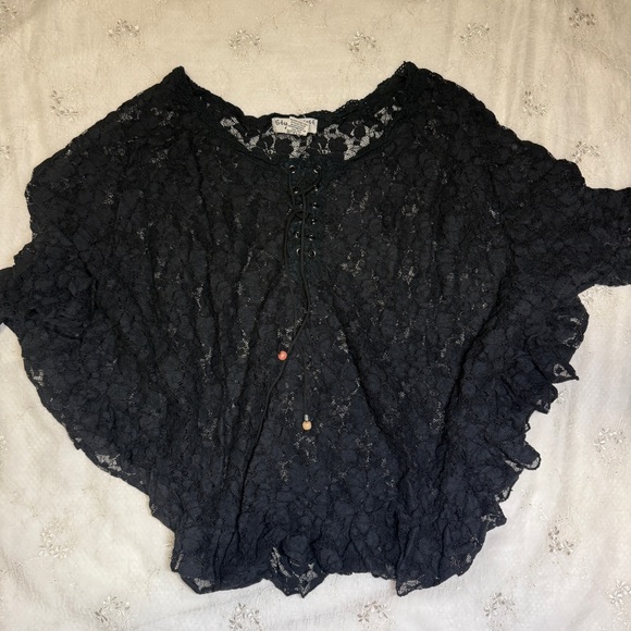 Studio West Black Lace Blouse Size Medium – Boho Chic Top - Picture 1 of 3